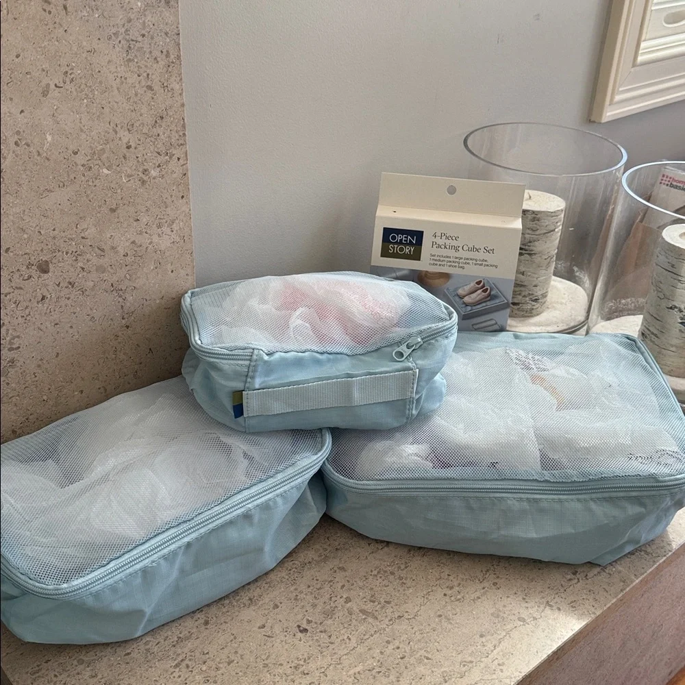 Open Story Blue Packing Cube Set. Set of 3.